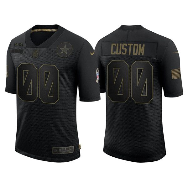 Men's Dallas Cowboys ACTIVE PLAYER Custom 2020 Black Salute To Service Limited Stitched NFL Jersey - Click Image to Close